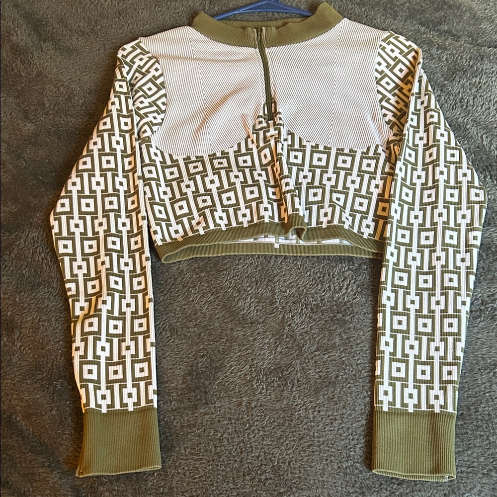 Stylish Geometric Patterned Cropped Jacket - image 1